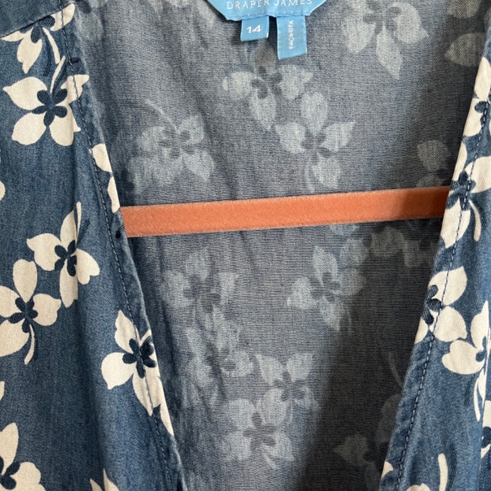 Draper James Miranda Wrap Dress Floral Chambray - Picture 6 of 6